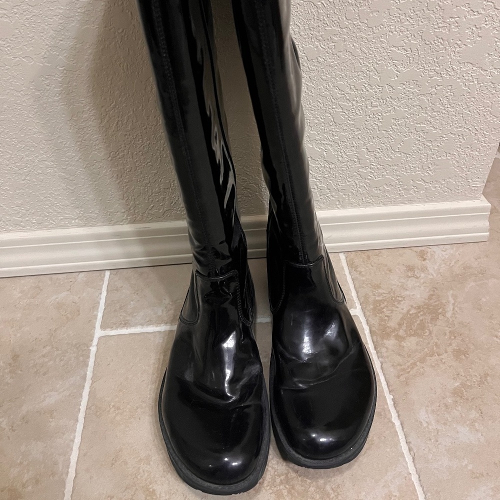 Patent leather boots